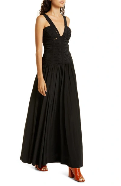 Ulla Johnson Anya Gathered Dropped Waist Gown In Black | ModeSens