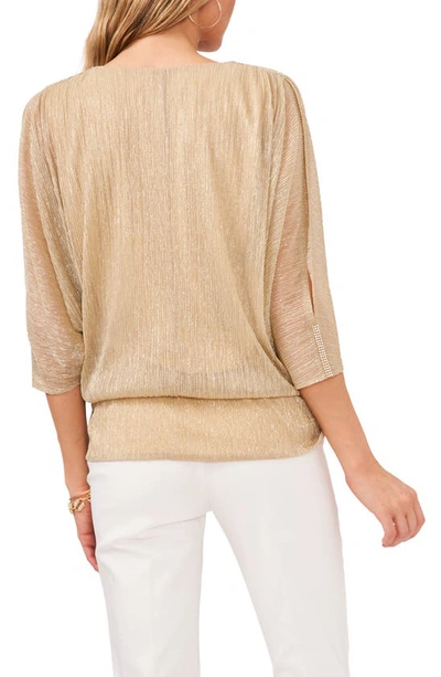 Chaus Metallic Cold Shoulder Top In Light Brown