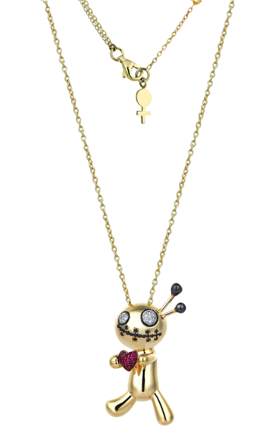 Shop Her Story Ayida Voodoo 14k Yellow Gold Ruby; Diamond Necklace