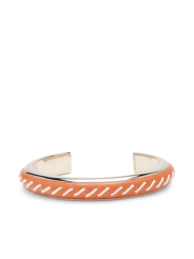 Shop Chloé Kattie Leather Bracelet In Orange