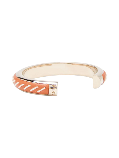 Shop Chloé Kattie Leather Bracelet In Orange