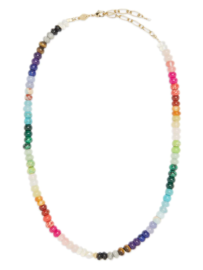 Shop Anni Lu Iris Rainbow Beaded Necklace In Gold