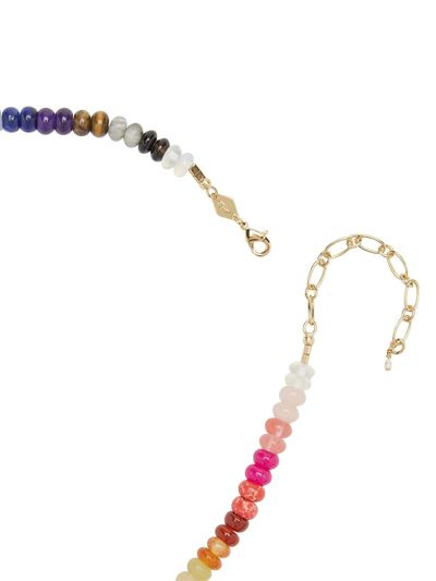 Shop Anni Lu Iris Rainbow Beaded Necklace In Gold