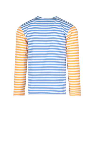 Shop Comme Des Garçons Play Striped Patch Logo T-shirt