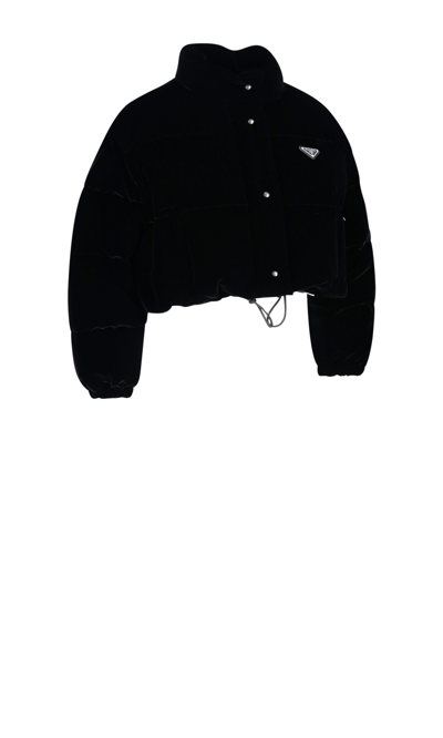 Prada Convertible Cropped Velvet Down Jacket