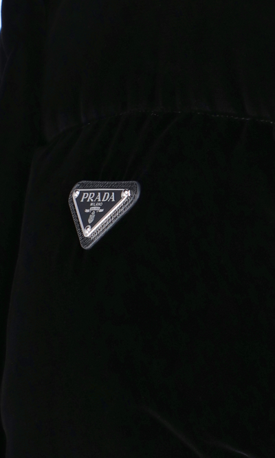 Prada Convertible Cropped Velvet Down Jacket