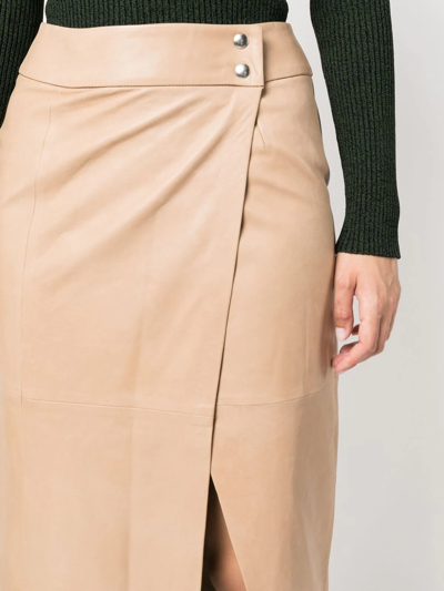 Shop Iro Orla Leather Midi Skirt In Neutrals