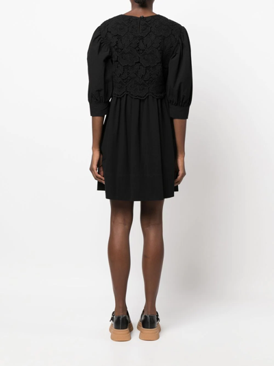 Shop See By Chloé Lace Embroidered Shift Dress In Schwarz
