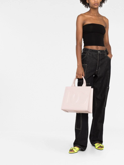 Dolce & Gabbana Debossed-logo Tote Bag In Pink