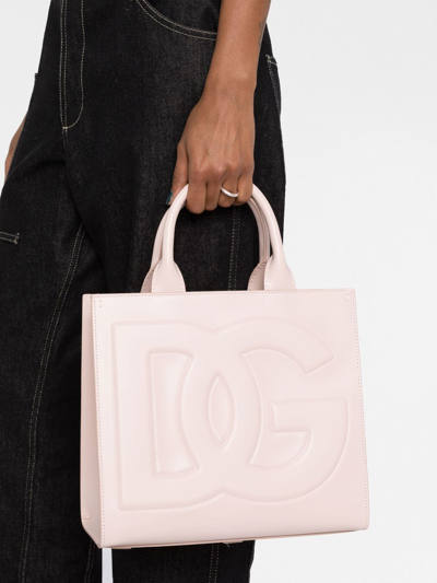 Dolce & Gabbana Debossed-logo Tote Bag In Pink