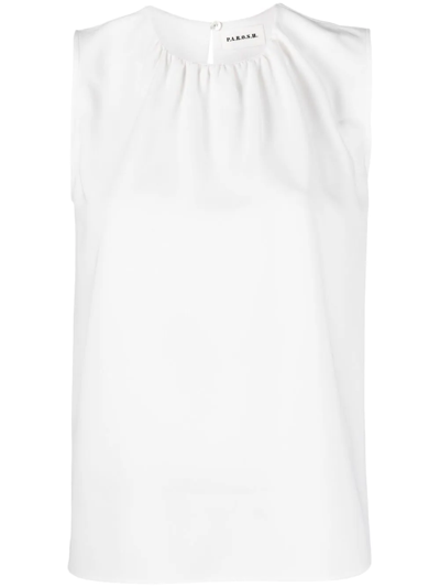Shop P.a.r.o.s.h Gathered Neckline Blouse In Weiss