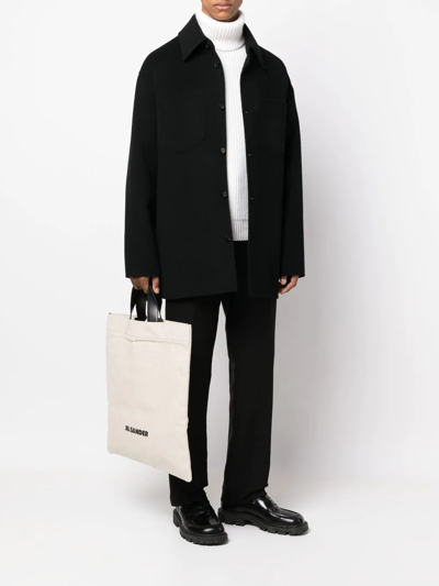 Jil Sander Logo-print Linen Tote Bag In Nude