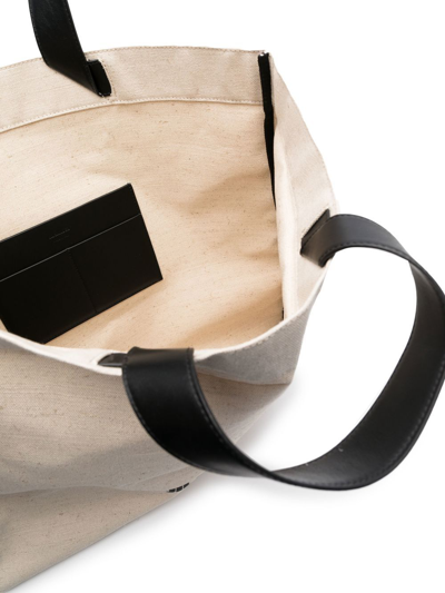 Jil Sander Logo-print Linen Tote Bag In Nude