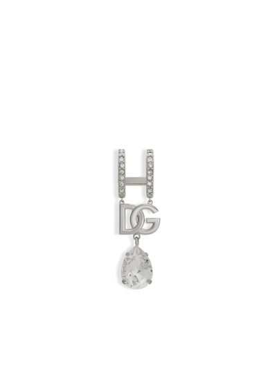 Shop Dolce & Gabbana Dg Crystal Lip-ring In Silber
