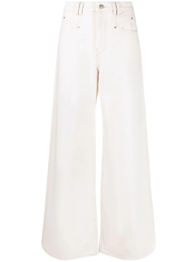Shop Isabel Marant Wide-leg Cotton Trousers In Nude