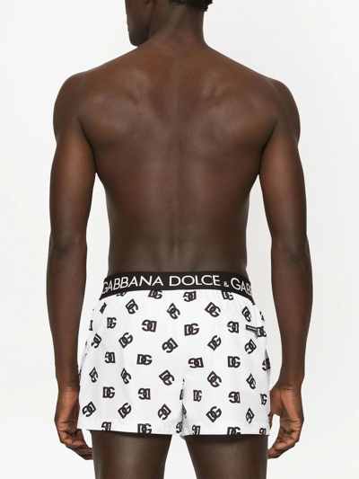 Shop Dolce & Gabbana Dg Logo-print Swimming Shorts In Weiss