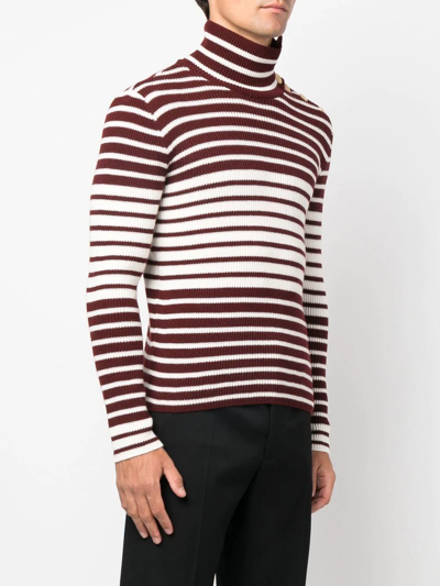 Shop Valentino Striped Wool Jumper In Weiss