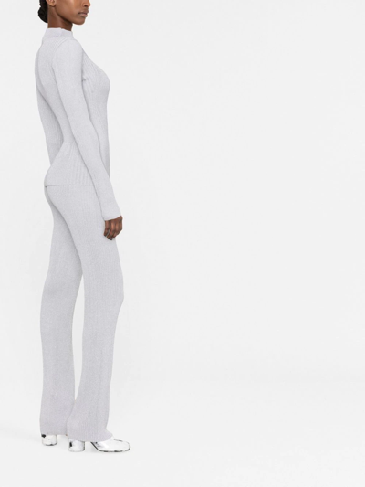 Dion Lee Ribbed-knit Slip-on Trousers In Grau