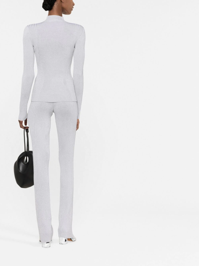 Dion Lee Ribbed-knit Slip-on Trousers In Grau