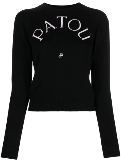 Shop Patou Logo-print Wool-blend Jumper In Schwarz