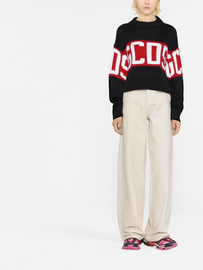 Gcds Colour Block Logo Print Sweatshirt In Schwarz