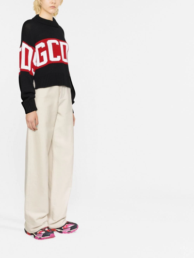 Gcds Colour Block Logo Print Sweatshirt In Schwarz