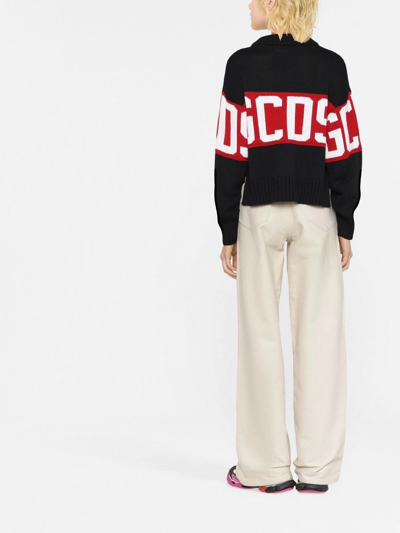 Gcds Colour Block Logo Print Sweatshirt In Schwarz
