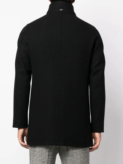 Shop Herno Single-breasted Fitted Coat In Black