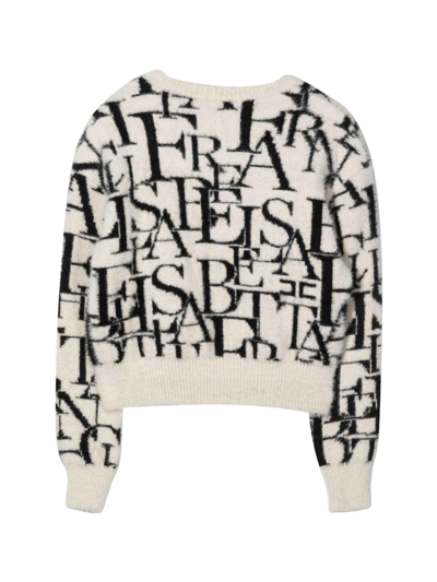 Shop Elisabetta Franchi La Mia Bambina Girl Sweater With Monogram In Avorio