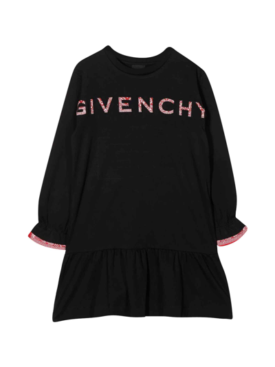 Shop Givenchy Girl Sweater Dress With Embroidery In Nero