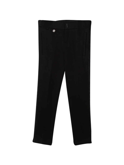 Shop Givenchy Boy Straight Trousers With Logo Band In Nero