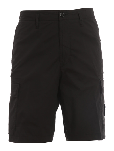 Shop Stone Island Cargo Shorts In Nero