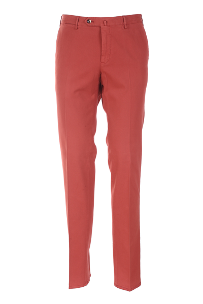 Shop Pt01 Stretch Cotton Trousers In Mattone