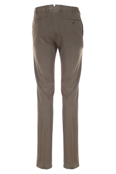 Shop Pt01 Stretch Cotton Trousers In Verde