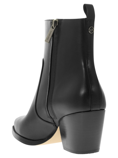 Shop Michael Kors Harlow - Leather Ankle Boot In Black