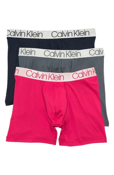 Shop Calvin Klein 3-pack Performance Boxer Briefs In Sho/ G R/ Tur