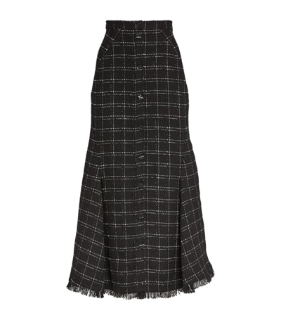 Shop Erdem Tweed Check Nicola Maxi Skirt In Black