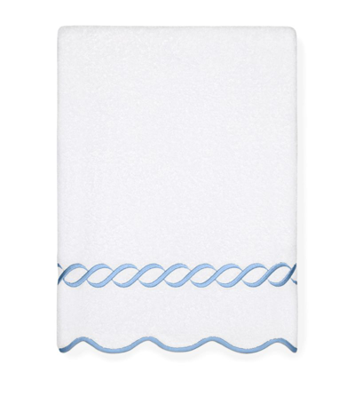 Shop Pratesi Cotton Treccia Bath Sheet (100cm X 180cm) In Blue