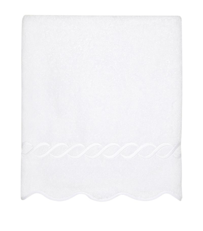 Shop Pratesi Cotton Treccia Bath Towel (75cm X 150cm) In White