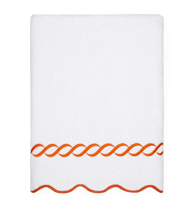 Shop Pratesi Cotton Treccia Bath Sheet (100cm X 180cm) In Orange