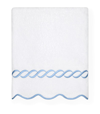 Shop Pratesi Cotton Treccia Bath Towel (75cm X 150cm) In Blue