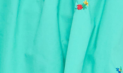 English Factory Floral Embroidered Scallop Trim Cotton Top In Emerald