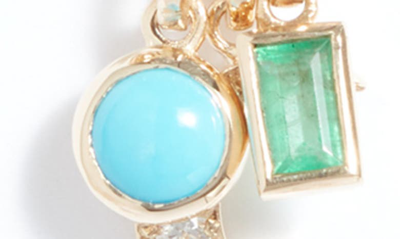 Shop Anzie Dewdrop Marine Story Catcher Diamond Charm Necklace In Diamond/ Turquoise / Emerald