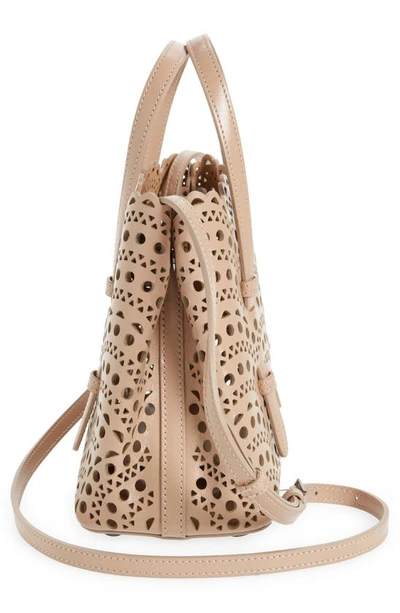 Shop Alaïa Mina 20 Perforated Leather Tote In 124 - Sable
