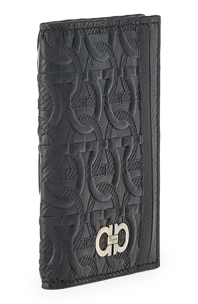 Shop Ferragamo Travel 2.0 Embossed Leather Bifold Wallet In Nero