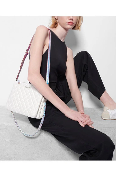 Shop Mz Wallace Large Crosby Pippa Quilted Crossbody Bag In Pearl With Iridescent
