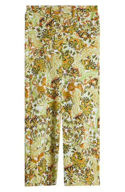 Shop Dries Van Noten Floral Wide Leg Pants In Lime