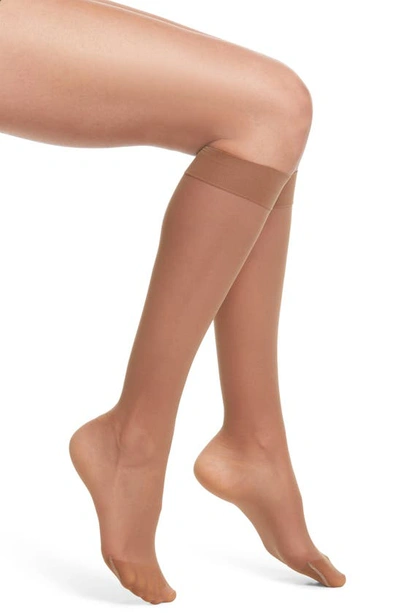 Shop Item M6 Sheer Compression Knee High Socks In Milk Chocolate