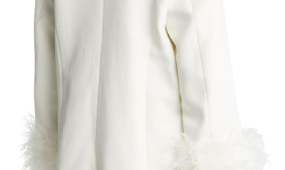 House Of Cb Feather Trim Oversize Crepe Blazer In Ivory