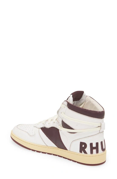 Shop Rhude Rhecess High Top Sneaker In White/ Maroon